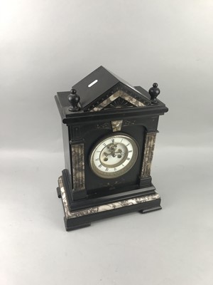 Lot 471 - A VICTORIAN BLACK SLATE CLOCK
