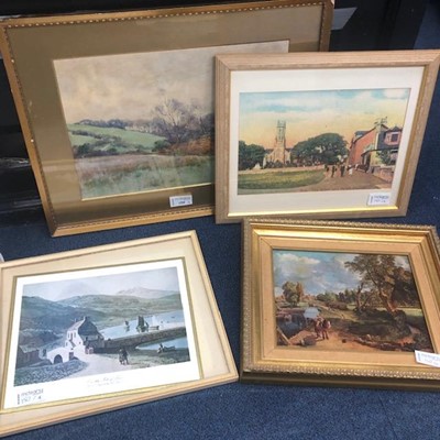 Lot 150 - A GROUP OF FOUR PICTURES INCLUDING A WATERCOLOUR BY ALICE FOWLER
