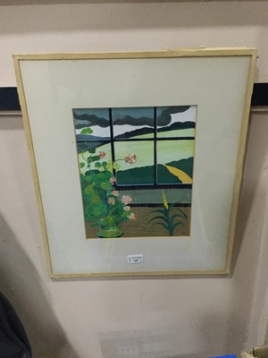 Lot 185 - A GROUP OF FOUR PICTURES INCLUDING A WINDOW SCENE BY ANGELA KERR