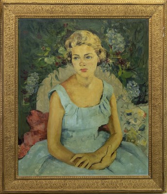 Lot 465 - PORTRAIT OF MRS NICHOLSON, AN ACRYLIC BY ANGELA KER