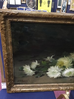 Lot 132 - FLORAL STILL LIFE, AN OIL BY LOUISE ELLEN PERMAN