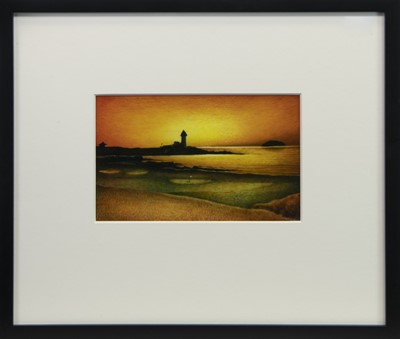 Lot 461 - TURNBERRY GULF LOOKING OVER AILSA CRAIG (SUNSET), AN ACRYLIC BY ERNESTO FLORIANO VAZ