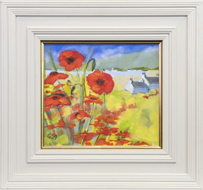 Lot 639 - POPPIES, LOCH ARD, AN OIL BY ROWENA LAING