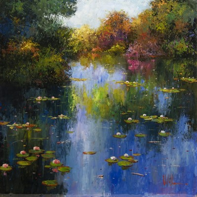 Lot 795 - WATER LILY III, A HAND SIGNED LIMITED EDITIONON BY ANTONIO VILALBLA
