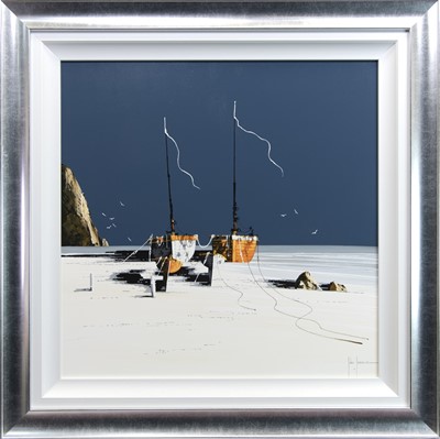 Lot 752 - BY THE ROCKS, AN ACRYLIC BY JOHN HORSEWELL