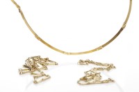 Lot 70 - FOURTEEN CARAT GOLD NECKLET with satin and...