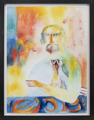 Lot 802 - REQUIEM FOR MY FATHER, A WATERCOLOUR BY JOHN BELLANY