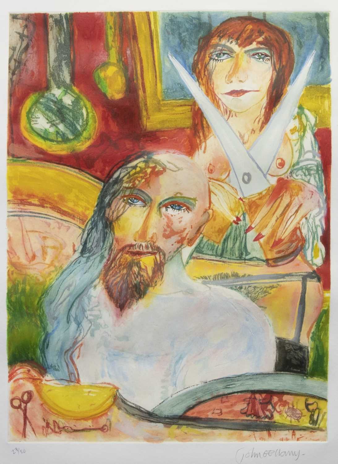 Lot 805 - SAMSON AND DELILAH, AN ETCHING BY JOHN BELLANY