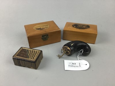 Lot 131 - A 19TH CENTURY HORN SNUFF MULL AND OTHERS