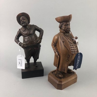 Lot 134 - A CARVED WOOD FIGURE OF SANCHO PANZA AND ANOTHER