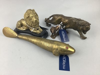 Lot 141 - A JAPANESE STYLE BRONZED TIGER AND OTHERS