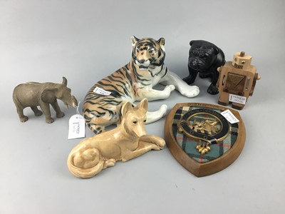 Lot 148 - A LOT OF THREE CERAMIC ANIMAL FIGURES AND OTHER ITEMS