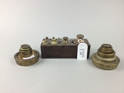 Lot 155 - A LOT OF BRASS CUP WEIGHTS AND OTHERS