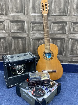 Lot 83 - AN ACOUSTIC GUITAR, AMPLIFIER AND OTHER ITEMS