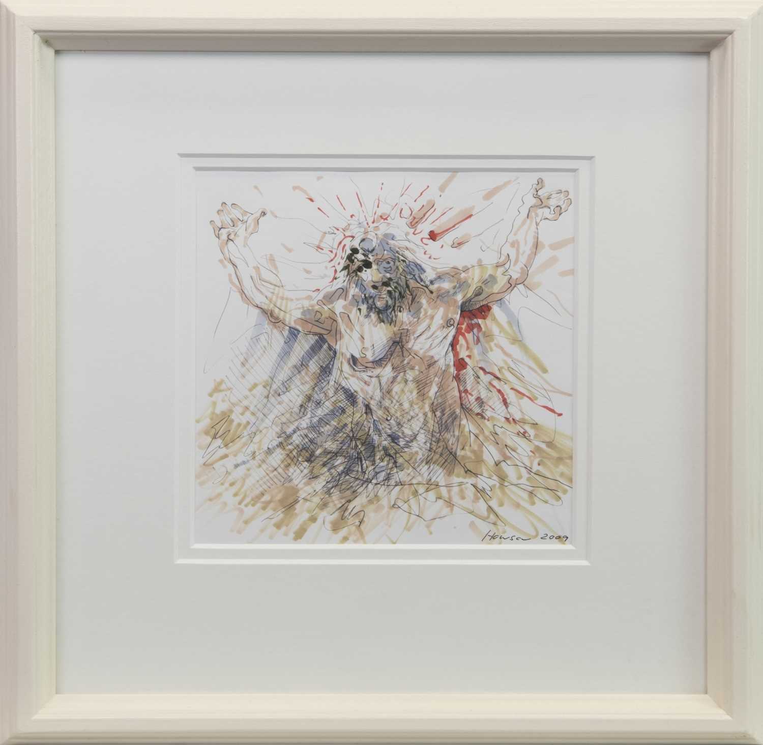 Lot 99 - UNTITLED, A MIXED MEDIA BY PETER HOWSON