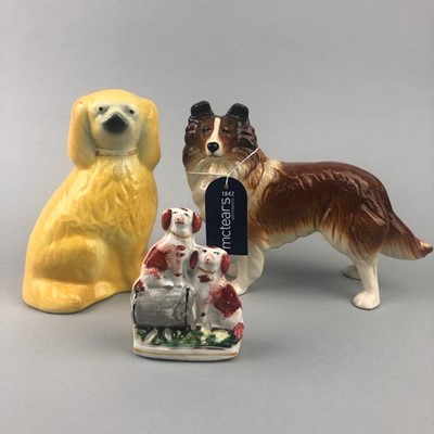 Lot 265 - A CERAMIC FIGURE OF A COLLIE AND OTHER CERAMICS