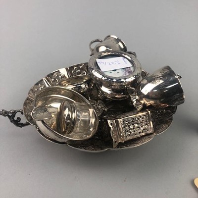 Lot 272 - A SILVER SALT AND PEPPER ALONG WITH SILVER AND OTHER ITEMS