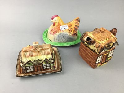 Lot 287 - A ROYAL WINTON BUTTER DISH AND OTHER CERAMICS