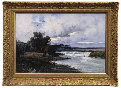 Lot 142 - WATERS AT DAWN, AN OIL BY JOSEPH MILNE