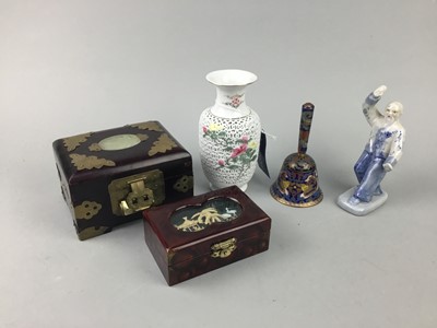 Lot 51 - A 20TH CENTURY JAPANESE PORCELAIN RETICULATED VASE AND OTHER ASIAN ITEMS