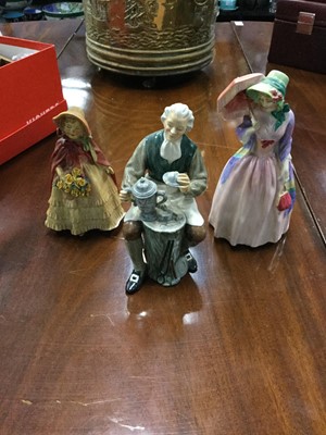 Lot 329 - A ROYAL DOULTON FIGURE OF 'MISS DEMURE' AND TWO OTHER ROYAL DOULTON FIGURES