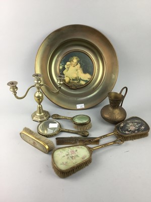 Lot 341 - A BRASS CHARGER AND OTHER BRASS WARE