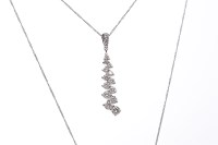 Lot 103 - DIAMOND PENDANT the drop set with two...
