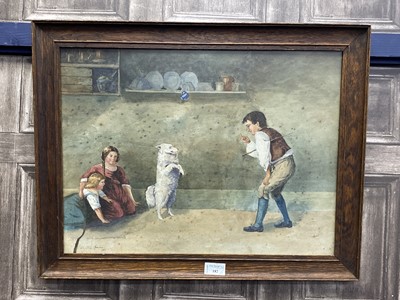 Lot 182 - DOG TRAINING, WATERCOLOUR AND AN OIL PAINTING