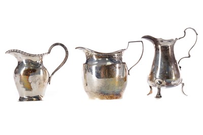 Lot 457 - A GEORGE V SILVER CREAM JUG AND TWO OTHERS