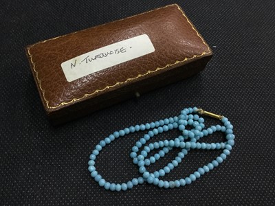 Lot 109 - A VICTORIAN TURQUOISE NECKLACE AND OTHER JEWELLERY