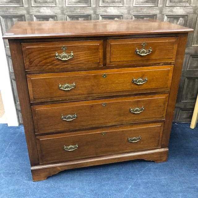 Lot 344 - AN OAK CHEST OF DRAWERS