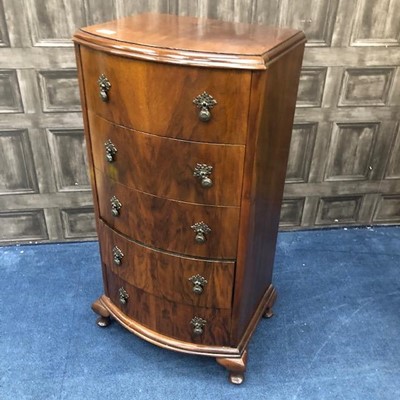 Lot 345 - A BOW FRONT CHEST OF DRAWERS
