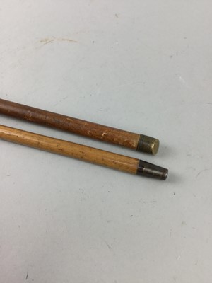 Lot 356 - A MALACCA CANE WITH SILVER MOUNT AND ANOTHER CANE