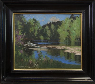 Lot 26 - BY THE RIVERBANK, AN OIL BY GEORGE HENRY