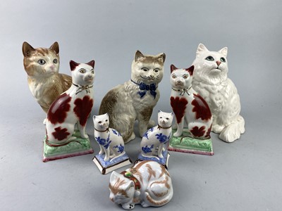 Lot 367 - A BLUE MOUNTAIN POTTERY FIGURE OF A CAT AND OTHER CERAMIC CAT FIGURES