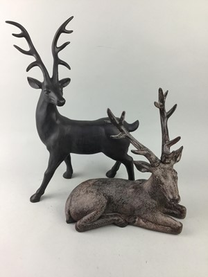 Lot 215 - TWO RESIN STAG FIGURES AND OTHERS