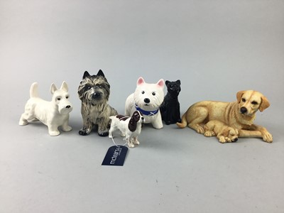 Lot 373 - A BESWICK FIGURE OF A SPANIEL AND OTHER CERAMIC DOG FIGURES