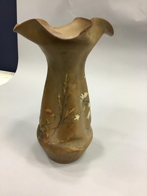 Lot 1019 - AN UNUSUAL ART NOUVEAU POTTERY VASE