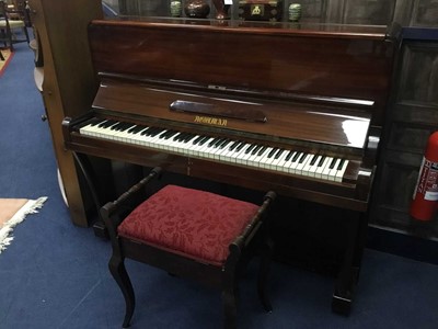 Lot 381 - AN UPRIGHT PIANO BY NEWMAN ALONG WITH A PIANO STOOL