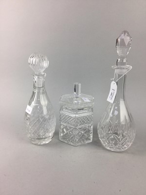Lot 456 - A CRYSTAL DECANTER WITH STOPPER AND OTHER CRYSTAL WARE