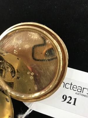 Lot 921 - AN EIGHTEEN CARAT GOLD FULL HUNTER KEYLESS WIND CHRONOGRAPH POCKET WATCH