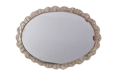Lot 702 - AN INDIAN WHITE METAL WALL MIRROR