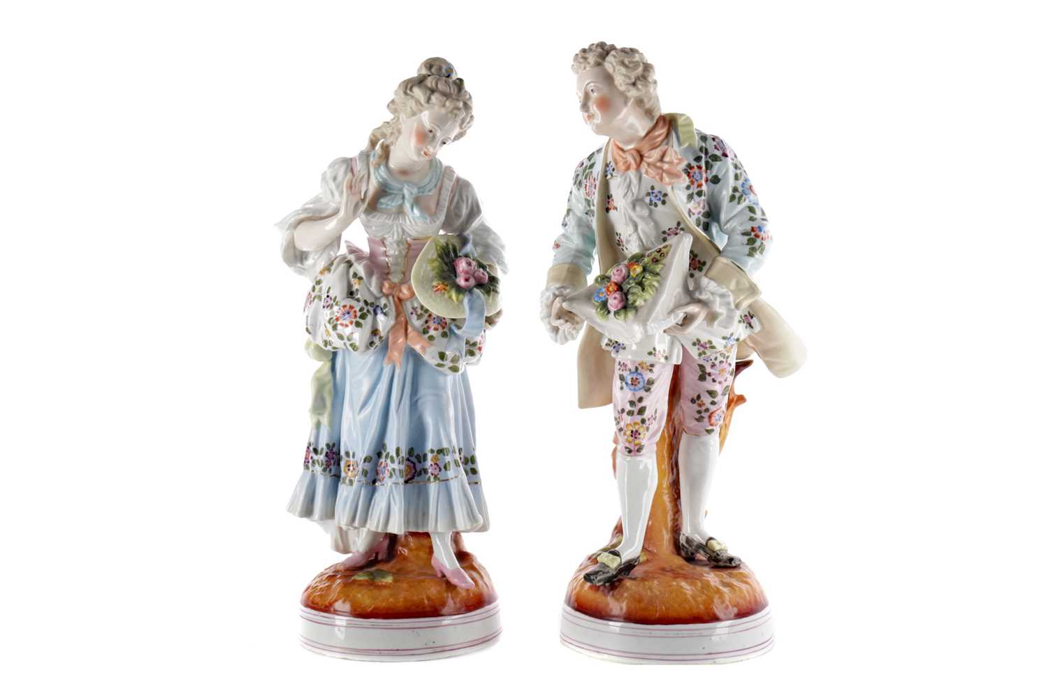 Lot 1020 - A PAIR OF LATE 19TH CENTURY GERMAN FIGURES ALONG WITH A RUSSIAN FIGURE