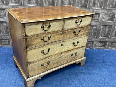 Lot 487 - A GEORGE III MAHOGANY CHEST OF DRAWERS
