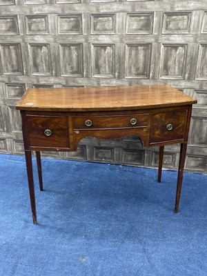 Lot 477 - A 19TH CENTURY MAHOGANY BOW FRONTED SIDEBOARD