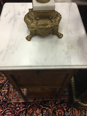 Lot 1366 - A PAIR OF FRENCH MARBLE TOPPED POT CUPBOARDS