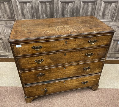 Lot 1375 - A 19TH CENTURY MAHOGANY CHEST OF FOUR DRAWERS