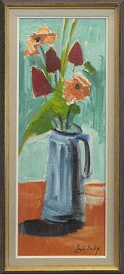 Lot 796 - FLORAL STILL LIFE, AN OIL BY LOUIS ZELIG