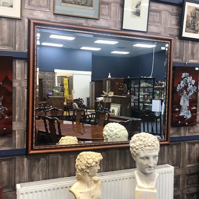 Lot 507 - A STAINED WOOD RECTANGULAR WALL MIRROR