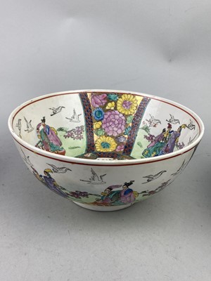 Lot 455 - A 20TH CENTURY CHINESE FAMILLE ROSE BOWL AND OTHER CERAMICS